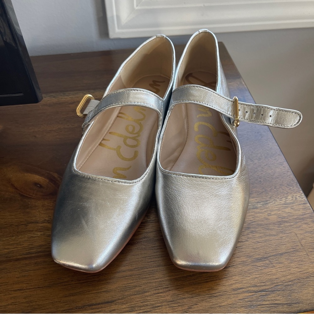 Sam Edelman Metallic Silver Mary Jane Flats - Picture 3 of 11